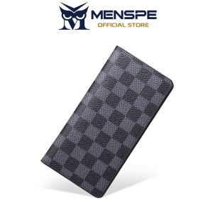 MENSPE Fashion Mens Long Wallet Soft PU Wallet Classic Checkered Pattern Wallet Large Capacity Purse Multi-Card Position Thin Wallet ID Credit Cards Holders Business Wallets Long Wallet