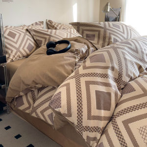 Nordic Style Pure Cotton Bedding Set 3-4 Pieces Summer Simple Design Bed Sheet Cover Duvet Cover Bed Canopy High Density Cotton