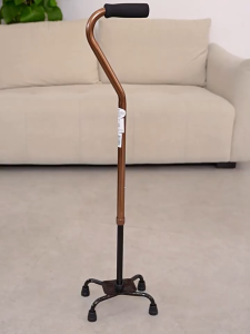 Premium Aluminium Lightweight Height Adjustable Quad Cane with Small / Narrow / Wide Base (Tongkat)