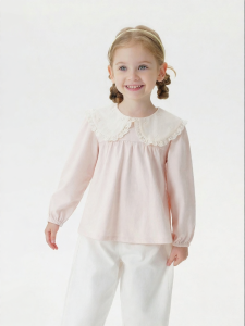 Marc&Janie | Comfortable Peter Pan Collar Long Sleeve Cotton T-Shirt