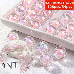108/54pcs 8/10mm Pink Color Acrylic Beads Interval Beads. Loose Beads DIY Pearl in Pearl Hand Material Decoration Beads