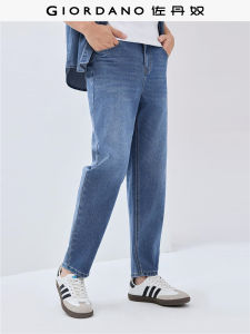 Giordano Mens Straight Leg Jeans mid Waist Cotton Stretch Washed Cat White Casual Trousers American Style Spring 2025