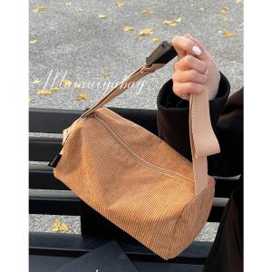 กระเป๋าผ้าใบ Canvas Shoulder Bag สำหรับผู้หญิง ปี 2024 กระเป๋าสะพายข้างแบบลำลองขนาดเล็ก กระเป๋าเดินทาง กระเป๋าใส่หมอน กระเป๋าสะพายข้างผ้ากำมะหยี่ลายทาง สไตล์เกาหลี