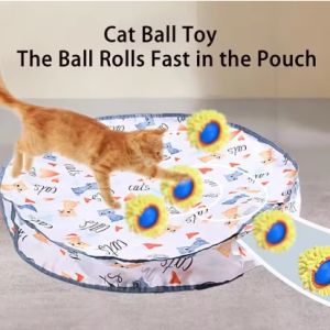 HATELI Interactive Cat Toys Ball Fast Rolling in Pouch Hide and Seek Kitten Toy Motion Activated Interactive Cat Hunting Ball Toy Automatic Moving Bouncing Pet Smart Toy USB Rechargeable Ball