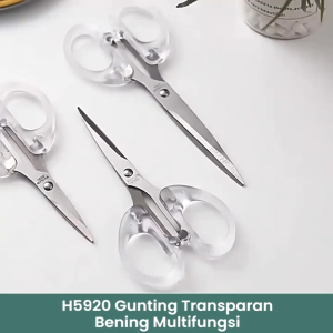 Gunting Stainless Estetik Transparan Gunting Kertas Multipurpose Scissors Scrapbook ATK3015