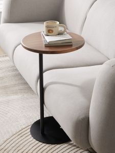 โต๊ะรองเท้าสไตล์วิสโคสขนาดเล็ก โต๊ะกาแฟ ห้องนั่งเล่น ไม้โอ๊ก เรียบง่าย เคลื่อนย้ายได้ โต๊ะกาแฟสไตล์วิสโคส ชั้นวางของ ห้องนั่งเล่น