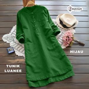 Imani Butik|Fashion Wanita Tunik Luanee Polos Bahan Katun Elegan