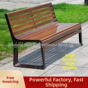 Outdoor Waterproof Wooden Bench for Leisure and Rest Double Seater with Backrest