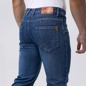 Quần Jean Nam Công Sở Mùa Xuân Thu Co Giãn Cao Slim Fit Quần Denim Màu Đen Cổ Điển Xanh Da Trời Xám Quần Áo Bảo Hộ Lao Động Quần Áo Thông Thường