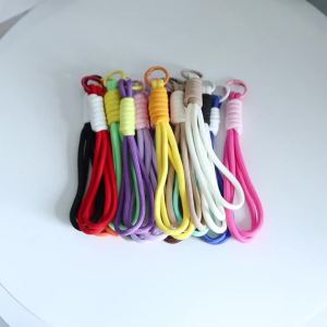 4pcs 17cm Creative Colorful Braided Lanyard Keychain Charms Anti-Lost Knot Nylon Rope For DIY Keyring Bag Pendant Accessories