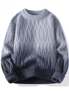 ROMON | Áo len dệt kim dày ấm áp mùa thu đông mới cho nam cổ tròn rộng rãi màu sắc chuyển biến áo len cardigan dài tay thường ngày