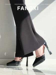 French Style Rivet Strap Stiletto Heels Shoes