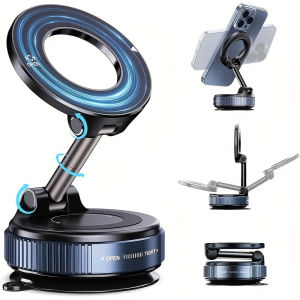 1/2PCS K007 Magnetic Car Phone Holder Foldable Design 360° Adjustable Vacuum Mount for Car/Desk/Bathroom/Universal Using