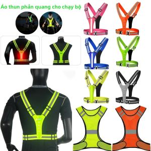 Áo Phản Quang Chạy Bộ Có Đèn LED Co Giãn Độ Sáng Cao An Toàn Khi Đạp Xe Dành Cho Nữ Chất Liệu Polyester Thoáng Khí