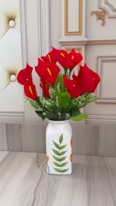 Cây hồng môn giả 12-14 bông dài 43cm tán rộng trang trí nhà văn phòng công ty - Phụ kiện trang trí hoa giả