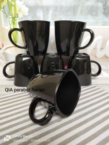 6pcs cangkir tangkai melamine tebal tahan panas gratis 1 sendok