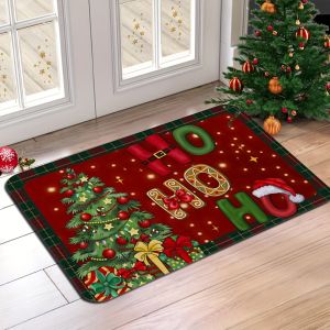 VIKAMA Christmas Tree Pattern Rug Bedroom Living Room Hallway Entrance Door Mat Soft Comfortable Floor Mat Home Decor