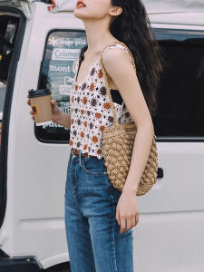 Handcrafted Beachside Woven Bag Summer Handbag Single Shoulder Bag New Style Small Vacation Natural Rattan Soft Tote Bag