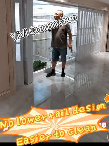 PVC 6MM Accordion Sliding Door With door lock Home kitchen bathroom partition living room and dining Track Translucent Door Silent wheel