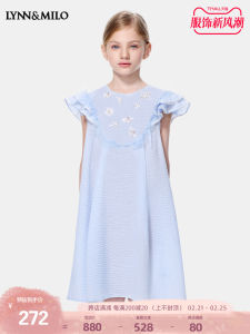 LynnMilo Girls Cotton Dress Fashionable Summer Sleeveless Gored Skirt Childrens Clothing Pure Cotton Floral Print Dress
