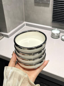 Đĩa Đựng Nước Sốt Sáng Tạo Bằng Gốm Sứ Viền Bạc Đĩa Đựng Nước Sốt Đồ Dùng Nhà Bếp Thiết Yếu Cho Gia Đình Đĩa Đựng Nước Sốt 4 Inch