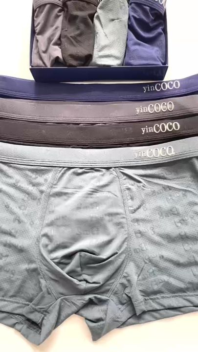 Bộ 4 quần sịp đùi nam MENS với các lỗ thông hơi tạo cảm giác thoải mái, thoáng mát khi mặc