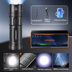 SUPERFIRE | Super Bright Rechargeable Strong Light Flashlight