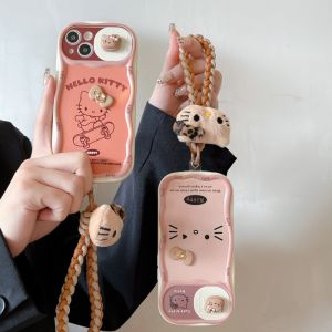 💯【Phone Case】+FREE Shipping 💯3D Bow KT Cat Suitable For iPhone 16 15 14 13 12 11 Pro Max 14 15 16 Plus Phone Case Cartoon Girl Heart Sliding Window Lens Full Plush Hanging Rope Phone Case