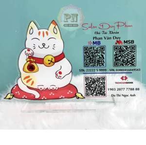 Mã QR CODE để bàn bằng mica bền đẹp chất lượng cao cấp (thời gian in siêu tốc) thần tài mèo thần tài in QR CODE