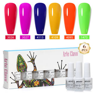 Arte Clavo 8ml Colourful 6PCS Gift Box Set Nail Gel Polish Kit Gel Semi Permanent UV Led Gel Varnish Soak Off Nail Base Top Coat