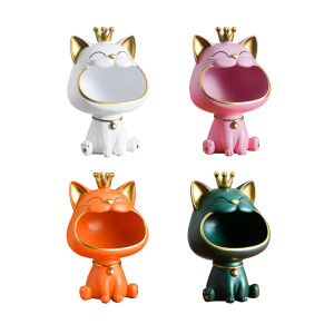 Decorative Fortune Cat Resin Sculpture for Home Entrance and Living Room Decor Accessories