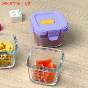 SAKUMINI Glass Food Container 3in1 Storage Jar Bowl Wadah Gelas Kaca Borosilikat Mpasi Bayi