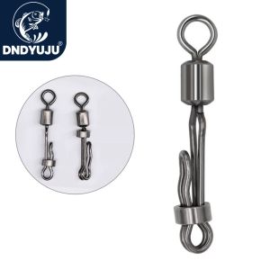 20pcs Fishing Rolling Swivel Snap Fishing Hook Fast Connector Solid Rings Fishing Line Quick Link Carp Wear-resistant Rustproof