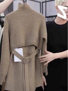 European Station French Maillard Wear Classic Style Vest Vest Dress Knitting Two-Piece Blouse Fall and Winter