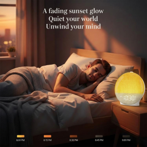 Wake Up Light Alarm Clock White Noise Sound Machine with Bluetooth Speaker Dimmable Night Light for Bedroom
