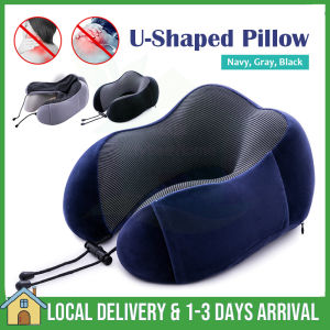 【Ready Stock】Portable Memory Foam U Shaped Travel Pillow Neck Support Cervical With Pouch Bantal Leher