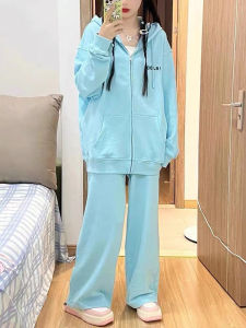 American Style Street Sportswear Set Womens Loose Fashion Pure Cotton Sweatshirt Casual Two-Piece Set Running Trendy