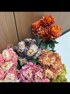 7 Stem European Rose Bouquet Romantic Rose Bouquet Twotone Retro Artificial Flower Fake Flowers Home Wedding Decorative