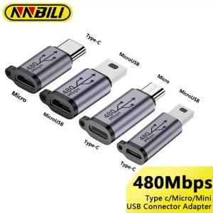 NNBILI Type C Female to Mini USB/Type C Female to Micro USB/Micro USB Female to Type C/Micro USB Female to Mini USB Adapter