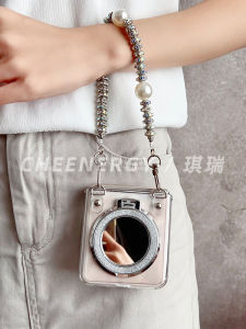 Transparent Soft Shell Vivo XFlip Phone Case Silicone Protective Cover with Strap Mirror Support Full Protection against Drops