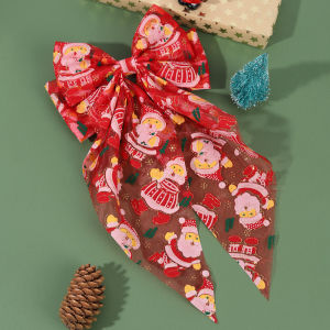 Christmas Mesh Bow Hair Clip Santa Hat Embroidery Hairpin Tull Large Bownot Barrette For Women Girls Xmas Party Hair Accessories
