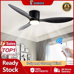 GOGEOUS 52inch ceiling fan with light modern with remote 3 colors lights strong wind ceiling fan 5 bladesn big ceiling fan with led light wooden design ceilings fan ceiling fan heavy duty ceiling fans for living room dinning bedroom garage