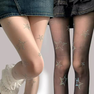 Y2k ดาวเพชร Rhinestone ถุงน่องหญิงเซ็กซี่ต้นขาถุงน่องสูง JK Lolita สาวๆน่ารักๆชุดชั้นใน Bling Pantyhose