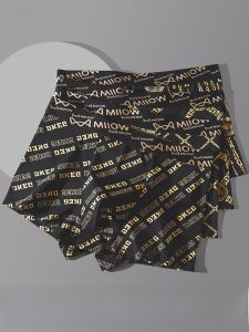 miiow | Luxury Ice Silk Boxer Shorts For Men Breathable Printed Flat Angle Underwear Comfortable Youth Mid Waist Nylon Spandex Blend