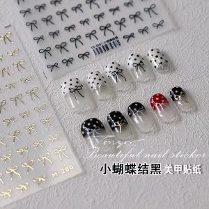 Small Bowknot Nail Stickers Fresh Macaron Bow Easiest for Match Adhesive New Arrival Nail Sticker Decorative Black