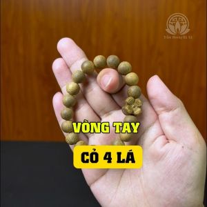 Vòng tay trầm hương mix charm cỏ 4 lá đeo tay cặp đôi nam nữ Trầm Hương Hà Xá
