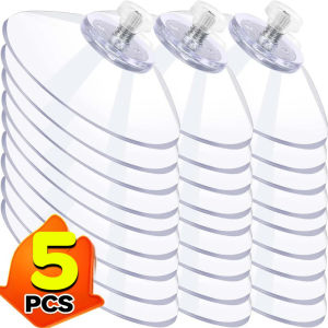 5pcs/set Round Suction Cup Bracket With Nut Transparent Powerful Vacuum Mushroom Head Pvc Suction Cup Wall Hook Kitchen Bathroom Hook