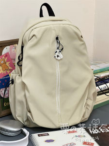 Schoolbag Female College Student Ins Non-Printed Style Minimalist Large Capacity Backpack Junior High School Student High School Travel Backpack Male Fashion