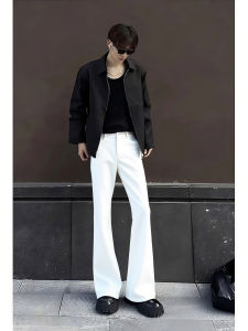 Cleanfit กางเกงขายาวทรงตรงเอวสูงสีขาวสำหรับผู้ชาย ทรงหลวม สไตล์ลำลอง เหมาะกับทุกฤดูกาล แบรนด์ Yulin