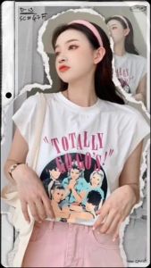 💥 HOT SALE 💥 เสื้อคอกลมแขนกุด สกรีนภาพทรงกลม TOTALLY 3 สี ทรงครอป